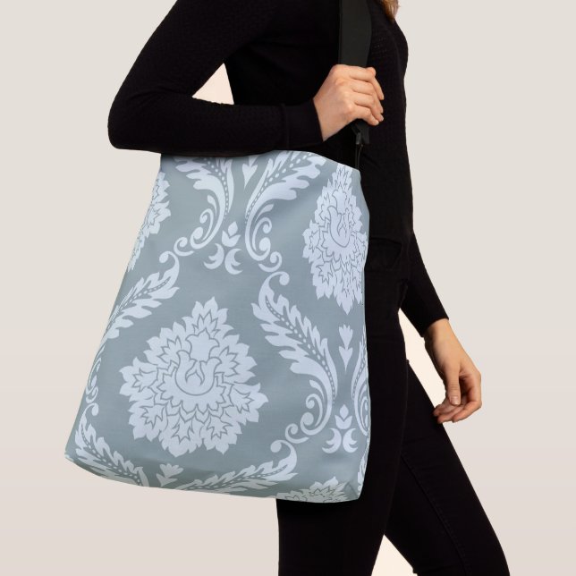 Bolso Cruzado Rococo Damask Art I Duck Egg Blue+Teal (Detalle)