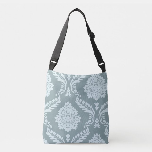 Bolso Cruzado Rococo Damask Art I Duck Egg Blue+Teal (Anverso)