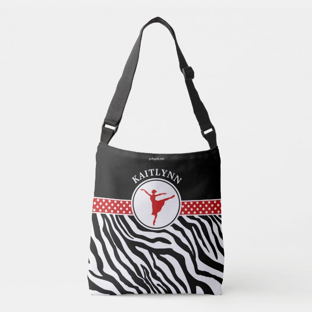 Bolso Cruzado Rojo su bailarín de ballet conocido del estampado (Anverso)