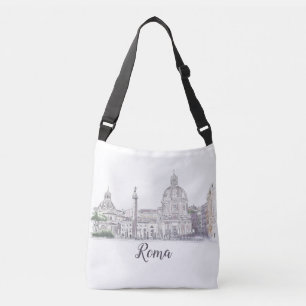 Bolso Cruzado Roma Italia Antigua pluma de arquitectura y boceto