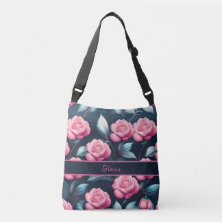 Bolso Cruzado romantische, zarte, rosa Rosen Muster
