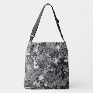Bolso Cruzado Rompecabezas de rompecabezas Piezas Gris Negro y B