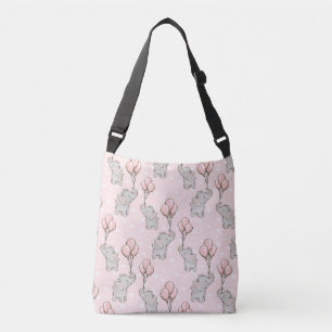 BOLSO CRUZADO ROPA PASTEL CON ELEFANTES DE BEBÉ GRIS