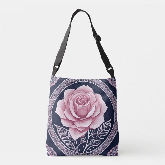 Bolso Cruzado Rosa de arte AI brillante (Reverso)