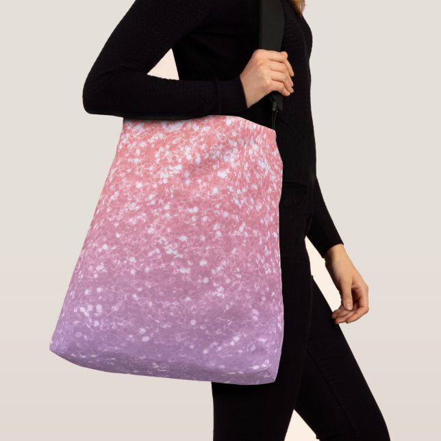 Bolso Cruzado Rosa de lavanda morada chispeante chispas purpurin (Detalle)