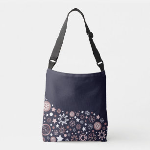 Bolso Cruzado Rosa de moda moderna copo de nieve dorado en cielo
