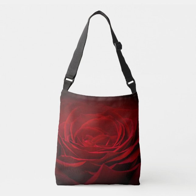 Bolso Cruzado Rosa De Sangre Roja Profunda En Negro (Anverso)