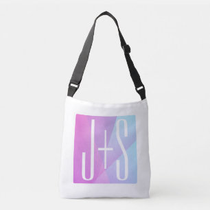Bolso Cruzado Rosa geométrico Guay y púrpura   Iniciales de pare