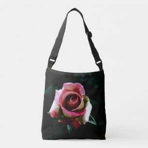 Bolso Cruzado Rosa roja pintada al óleo