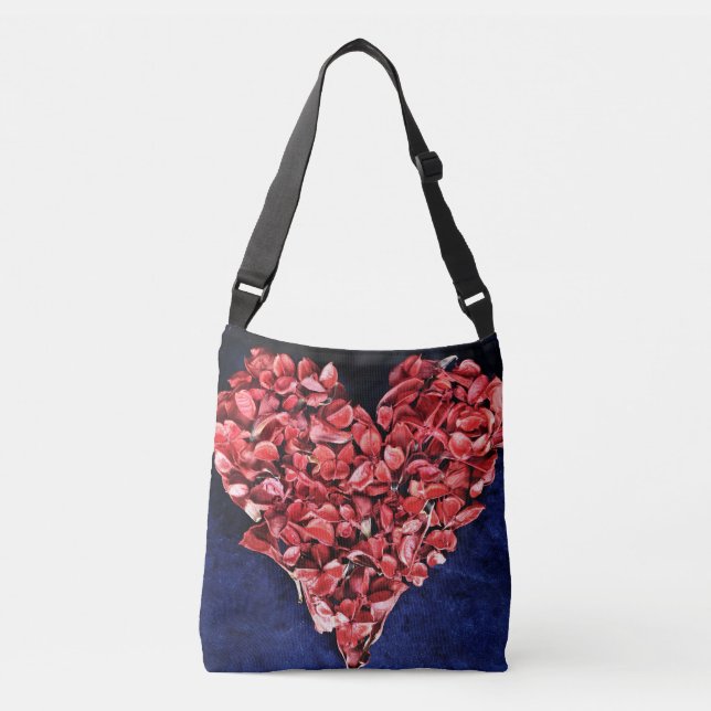 Bolso Cruzado Rosa romántico de amor Petal corazón rojo (Anverso)