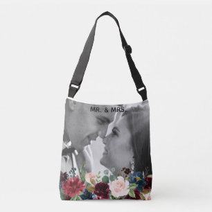 Bolso Cruzado Rosa Rubor Borgoña Floral Elegante Foto de Sr y Sr
