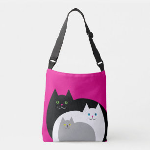 Bolso Cruzado Rosado blanco de la familia de gato del gatito y