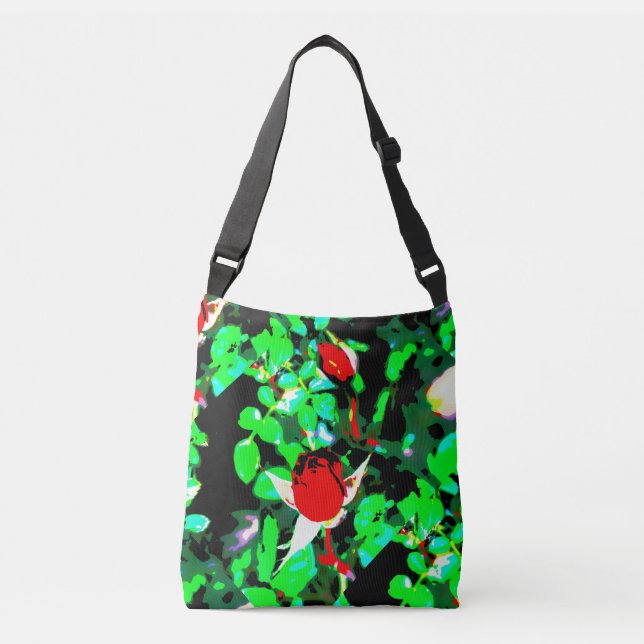 Bolso Cruzado rosales rojas verdes (Anverso)
