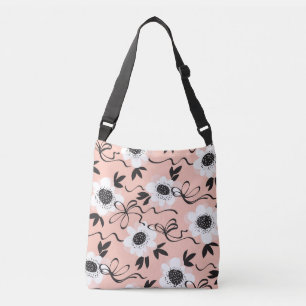 Bolso Cruzado Rosas abstractos, colores pálidos, patrón vintage.