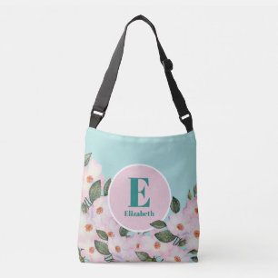 Bolso Cruzado Rosas Acuarela Bailarina Monograma Floral Círculo