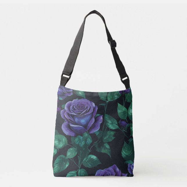 Bolso Cruzado Rosas azules (Anverso)