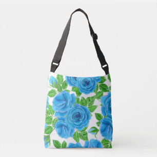 Bolso Cruzado Rosas azules acuarela patrón transparente