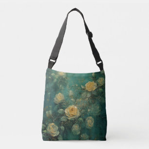 Bolso Cruzado Rosas Blancas Doradas Antiguas Vintage Románticas