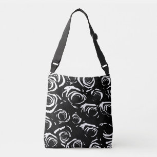 Bolso Cruzado Rosas blancas y negras