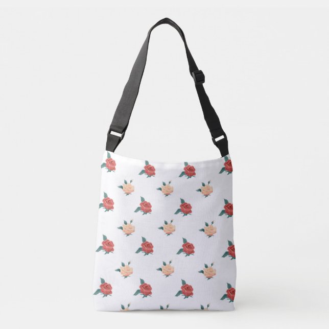 Bolso Cruzado Rosas de fondo floral (Anverso)