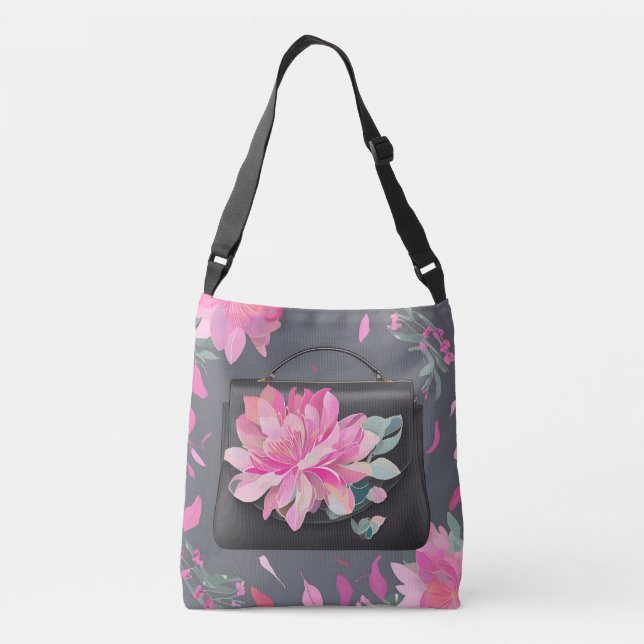 Bolso Cruzado Rosas en floración Depósito de arte de IA (Reverso)
