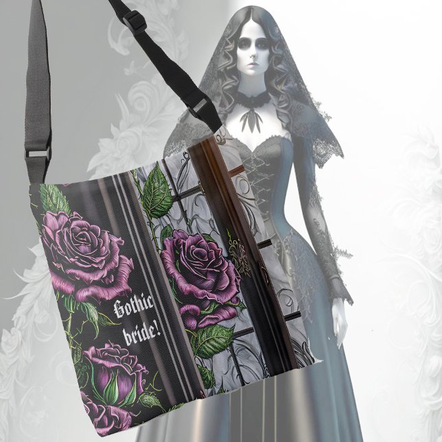 Bolso Cruzado Rosas púrpuras a la ventana - estilo gótico (Subido por el creador)