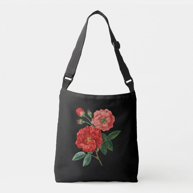 Bolso Cruzado Rosas rojas en negro (Anverso)