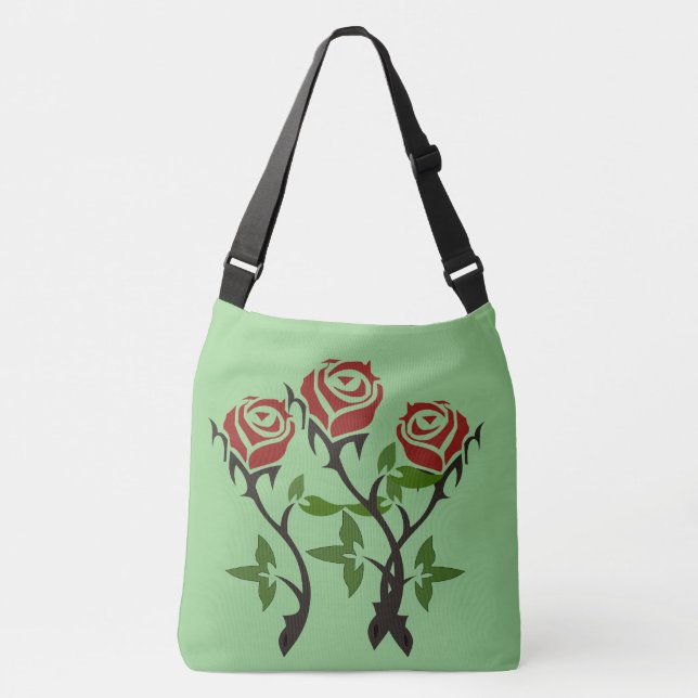 Bolso Cruzado Rosas Sage (Anverso)