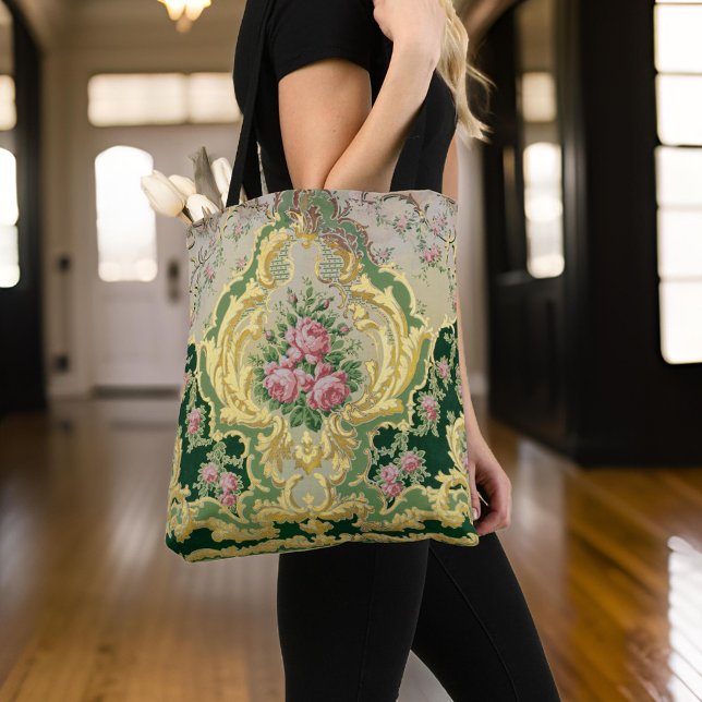Bolso Cruzado Roses rosados de estilo rosado barroco Ciudad de o (Baroque Rococo Stylish Pink Roses Gold City Crossbody Bag Home)