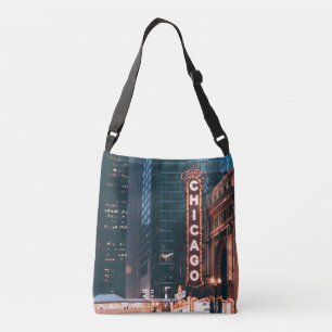 Bolso Cruzado Rótulo Neon De Chicago Illinois De Noche