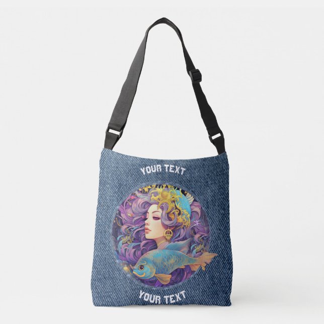 BOLSO CRUZADO RÓTULO ZODIAC DE PISCES PERSONALIZADOS (Anverso)