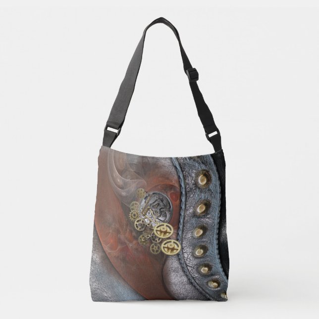 Bolso Cruzado Ruedas de tiempo sobre cuero (Anverso)