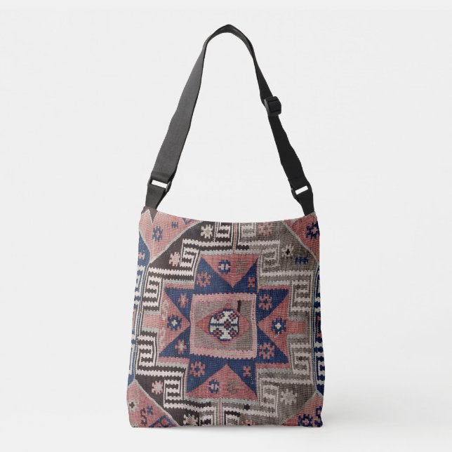 Bolso Cruzado Rug Kilim Rojo de la Antigüedad Oriental (Anverso)