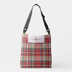 Bolso Cruzado Rústica del guión verde rojo del monograma