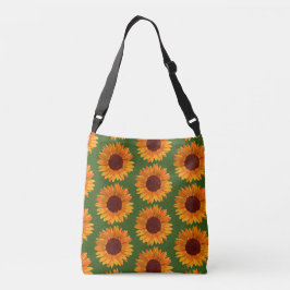 Bolso Cruzado Rústico patrón de girasol veraniego reversible