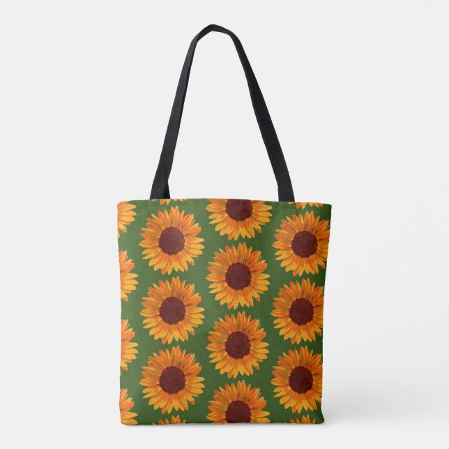 Bolso Cruzado Rústico patrón de girasol veraniego reversible (Reverso)