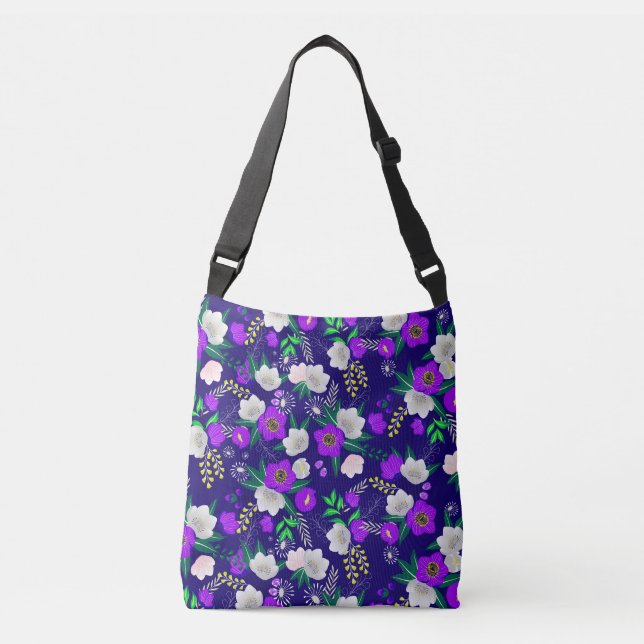 Bolso Cruzado Rústico Primavera Pansy Flores Bouquet (Anverso)