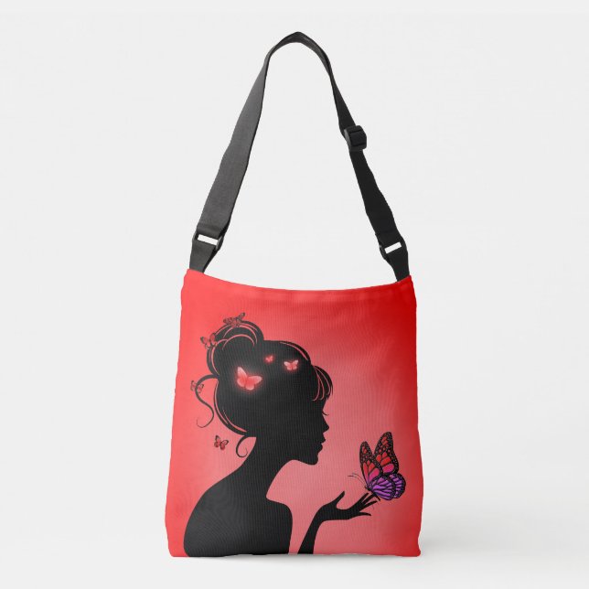 Bolso Cruzado Sac Ajustable La femme papillons rouges (Anverso)
