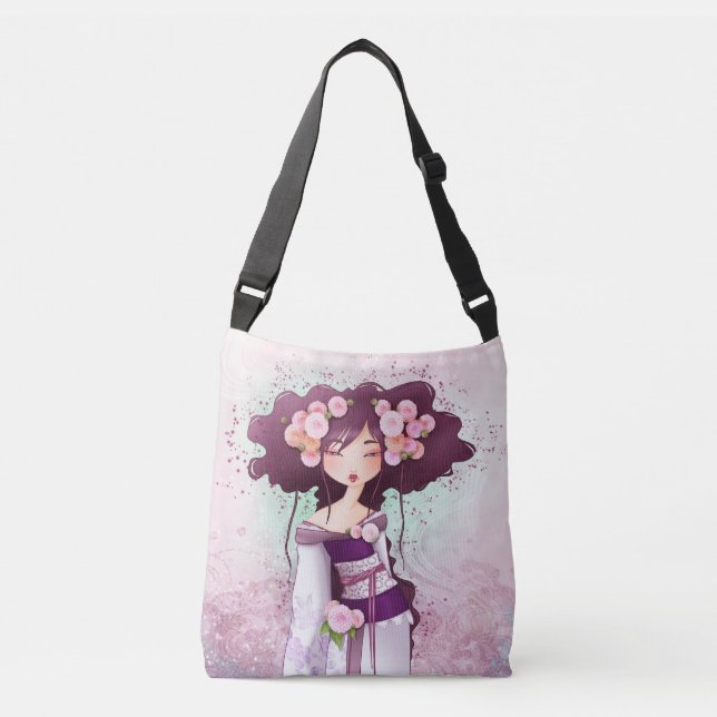 Bolso Cruzado sac illustration geisha dahlia (Anverso)