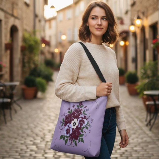 Bolso Cruzado Sac Tote Bag Réglable Floral - Bouquet de Violette (Subido por el creador)