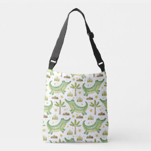 Bolso Cruzado Safari africano: Cocodrilo acuarela y palmeras