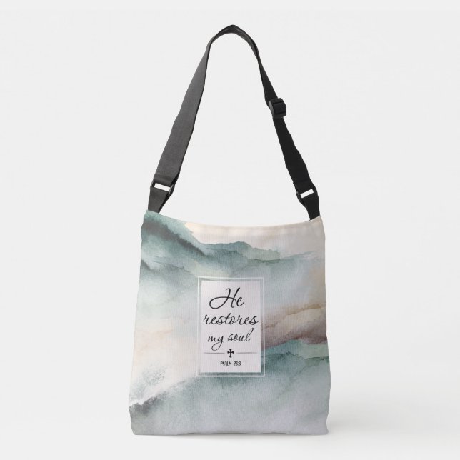 Bolso Cruzado Salmo 23"4 Restaura Mi Cruz Del Alma (Anverso)