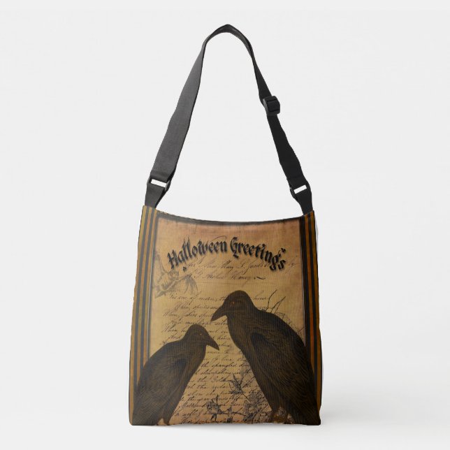 Bolso Cruzado Saludos de Halloween - Crows (Anverso)