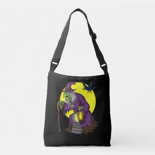 Bolso Cruzado Scary Witch Spooky Raven Halloween (Anverso)