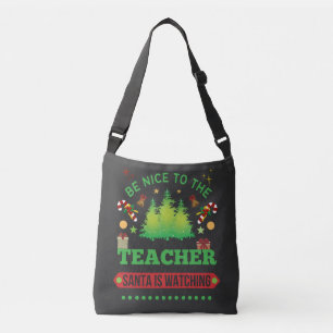Bolso Cruzado Sé Agradable Con El Profesor Santa Viendo El Árbol