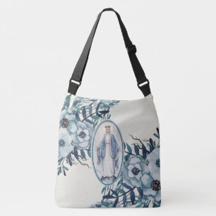 Bolso Cruzado Señora floral azul del   del cordón del Virgen