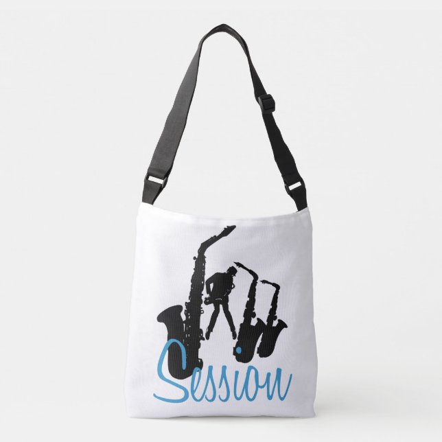Bolso Cruzado Sesión de Jazz de Saxofonista Negro de Jazzman (Anverso)