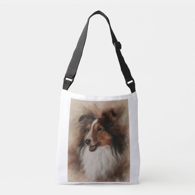 Bolso Cruzado Shetland Sheepdog Sheltie sonriendo (Anverso)