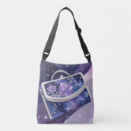 Bolso Cruzado Shimmery arte de IA púrpura cósmico