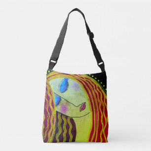 Bolso Cruzado Shiny Red Hair Abstract Art Tote Bag